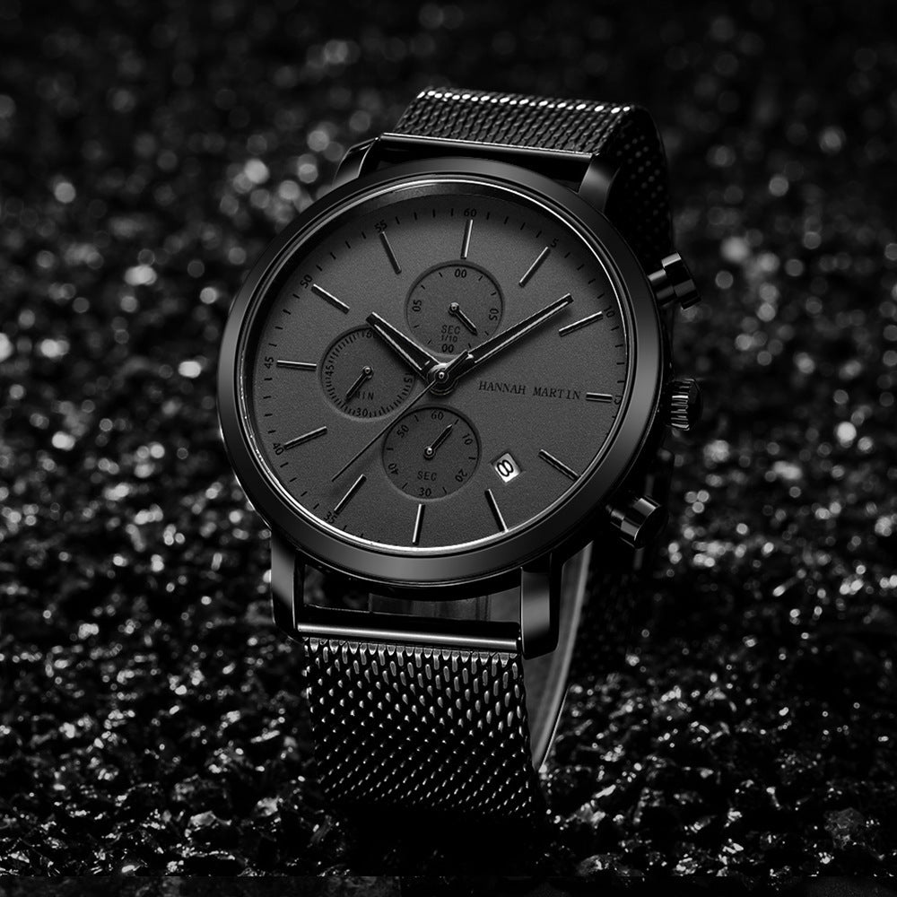 Jam Tangan Hannah Martin dengan desain mesh hitam