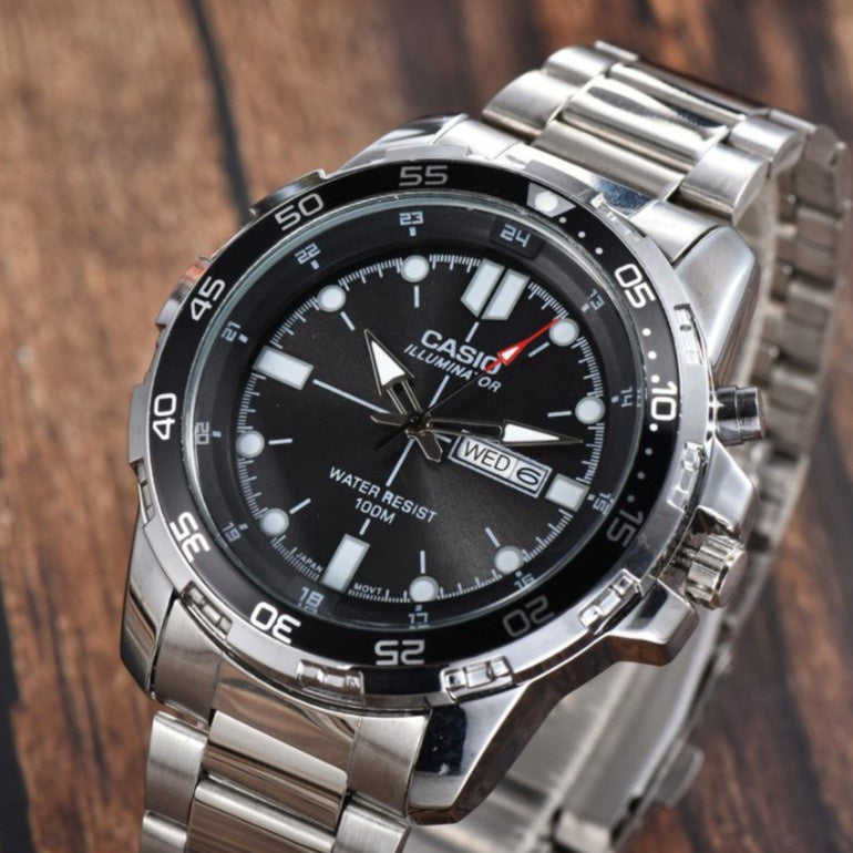 Jam tangan Casio pria stainless steel tahan lama