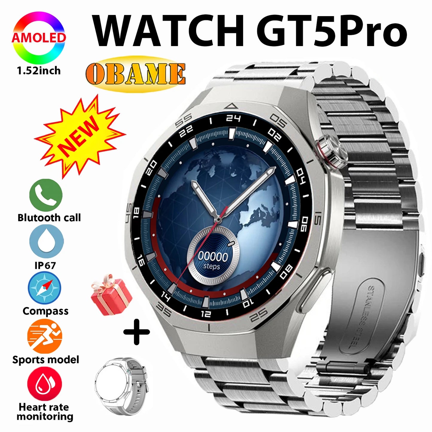 Smartwatch GT5 Pro Max AMOLED Bluetooth & Fitness Tracker