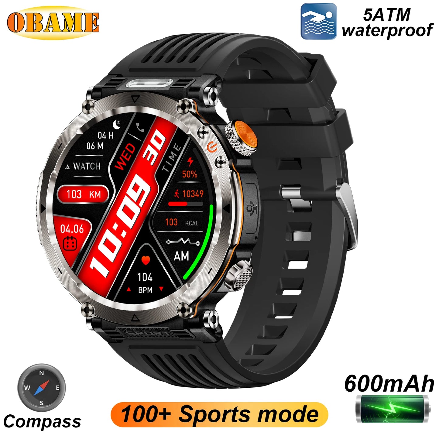 Outdoor Smart Watch 2025 – LED Torch, IP68 Waterproof, GPS, Heart Rate Monitor | Jampintar.com