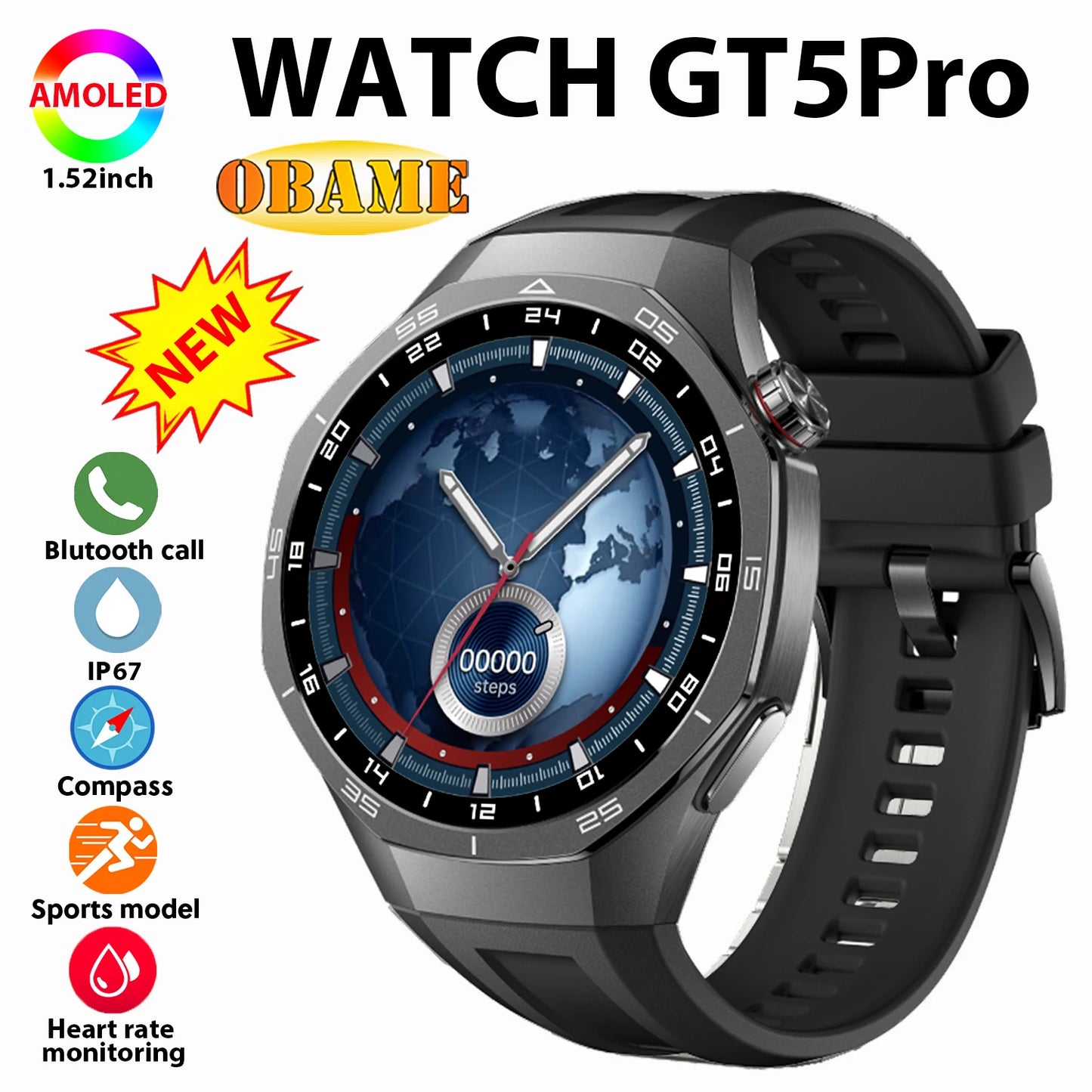 Smartwatch GT5 Pro Max AMOLED Bluetooth & Fitness Tracker