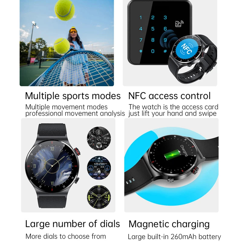 Smartwatch GPS ECG PPG Bluetooth Call untuk Pria 2024 – Smartwatch Olahraga dengan NFC dan Waterproof untuk iOS & Android