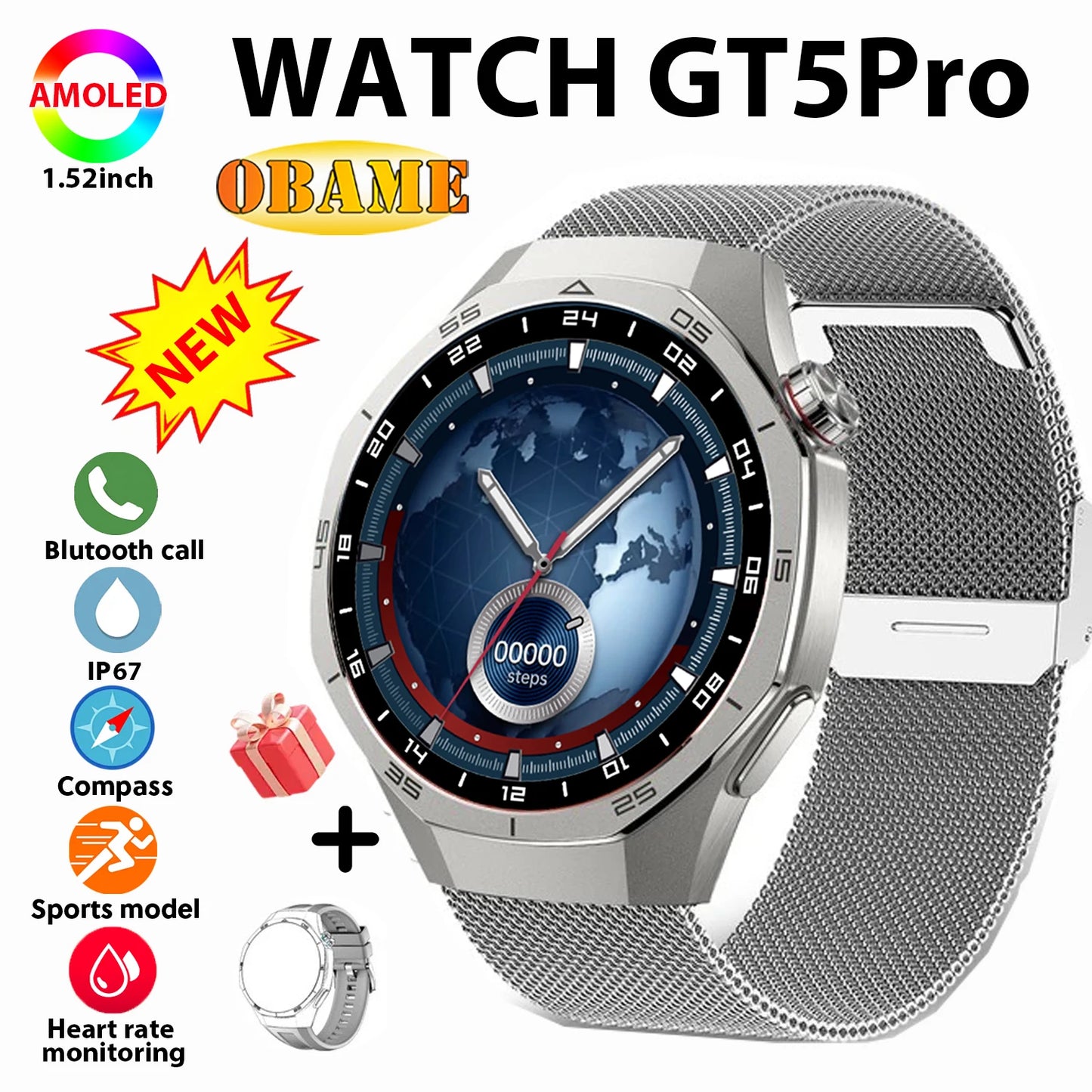 Smartwatch GT5 Pro Max AMOLED Bluetooth & Fitness Tracker