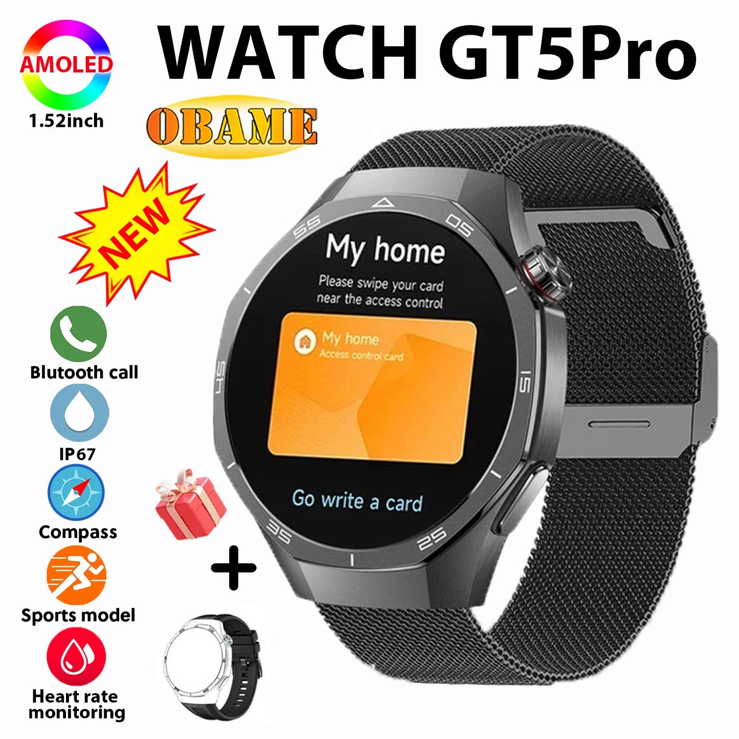Smartwatch GT5 Pro Max AMOLED Bluetooth & Fitness Tracker