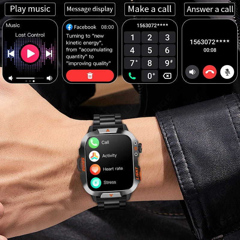 Smartwatch Militer LIGE dengan Bluetooth Call & LED Flashlight