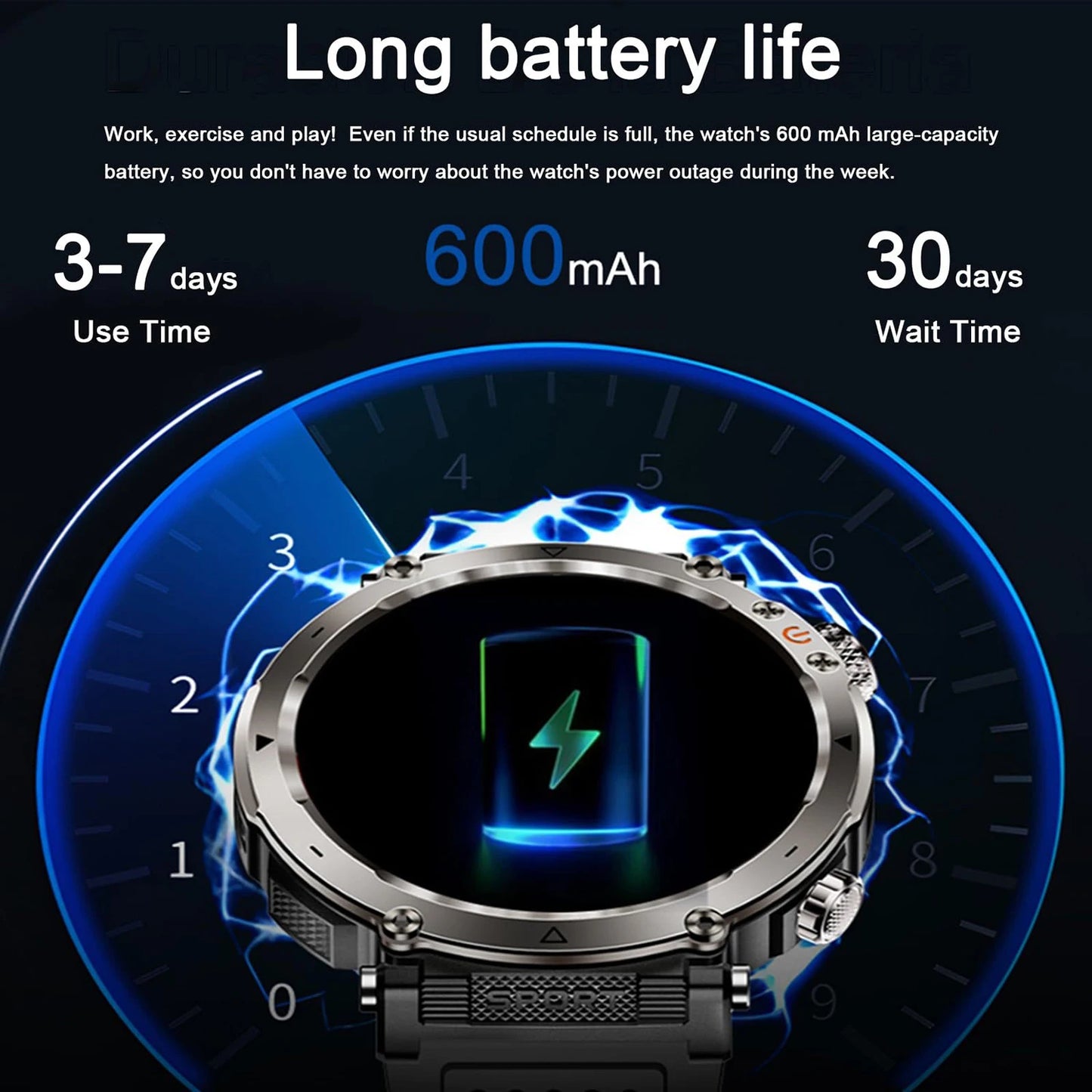 Outdoor Smart Watch 2025 – LED Torch, IP68 Waterproof, GPS, Heart Rate Monitor | Jampintar.com