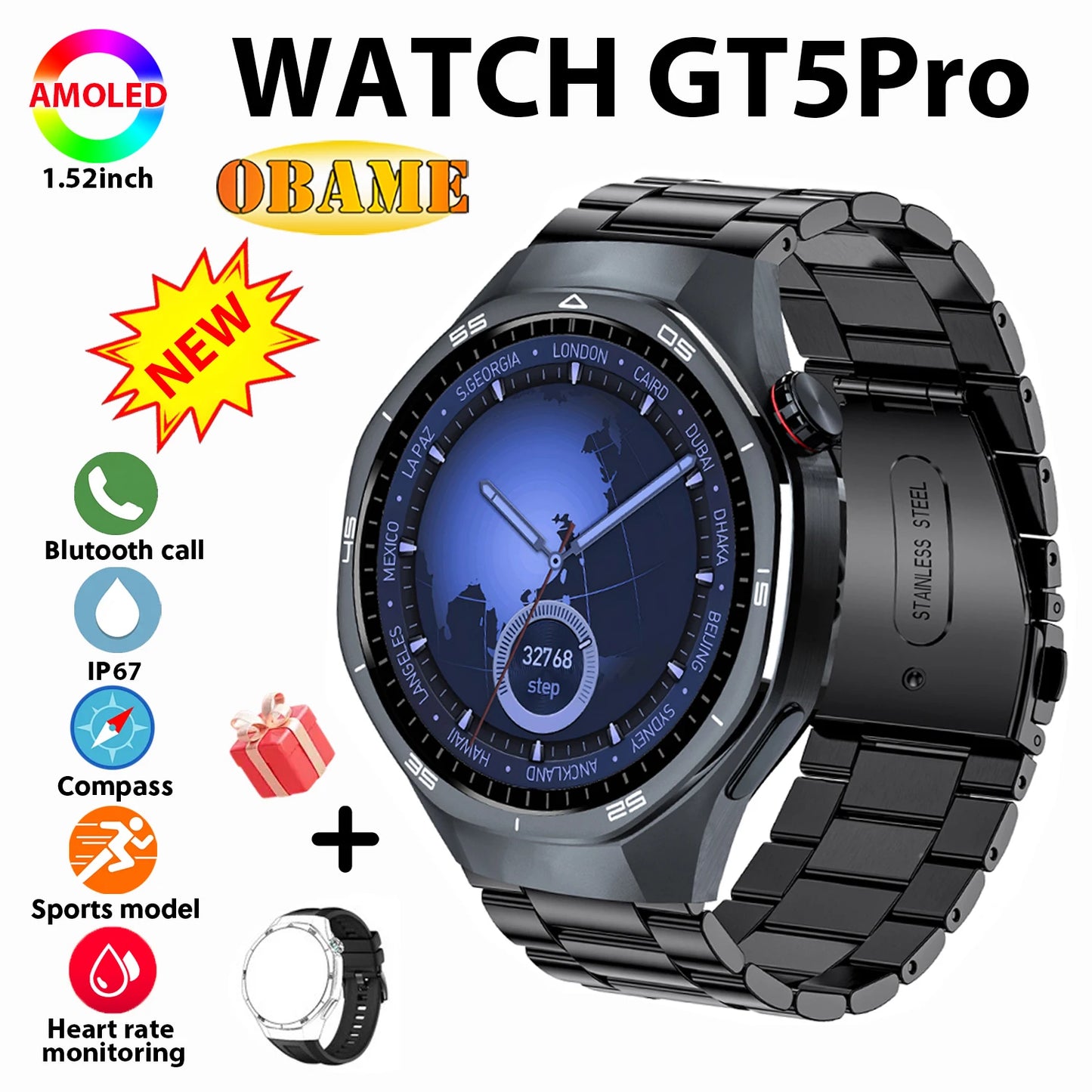 Smartwatch GT5 Pro Max AMOLED Bluetooth & Fitness Tracker
