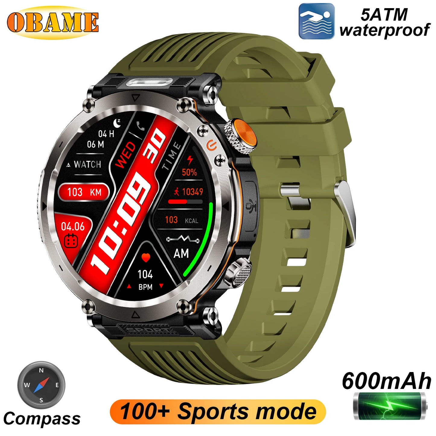 Outdoor Smart Watch 2025 – LED Torch, IP68 Waterproof, GPS, Heart Rate Monitor | Jampintar.com