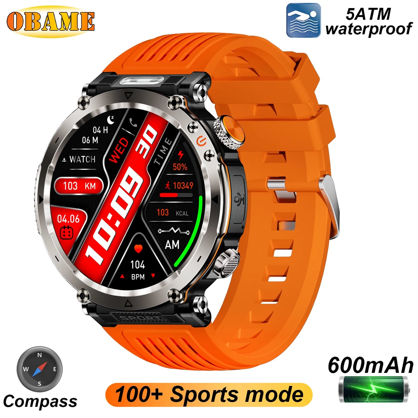 Outdoor Smart Watch 2025 – LED Torch, IP68 Waterproof, GPS, Heart Rate Monitor | Jampintar.com