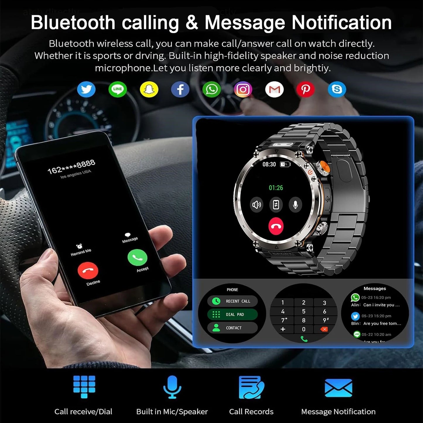 Outdoor Smart Watch 2025 – LED Torch, IP68 Waterproof, GPS, Heart Rate Monitor | Jampintar.com