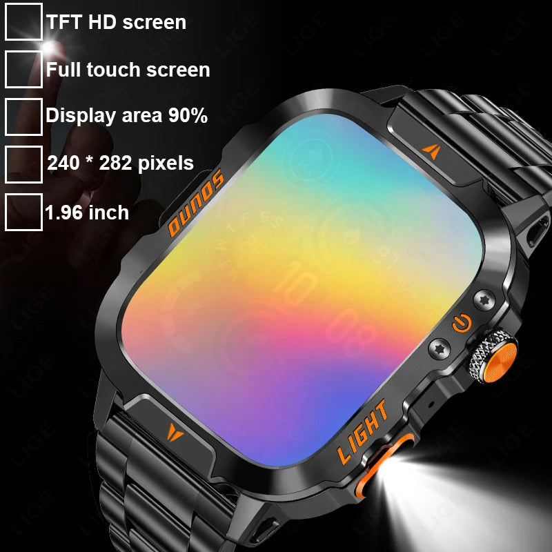 Smartwatch Militer LIGE dengan Bluetooth Call & LED Flashlight
