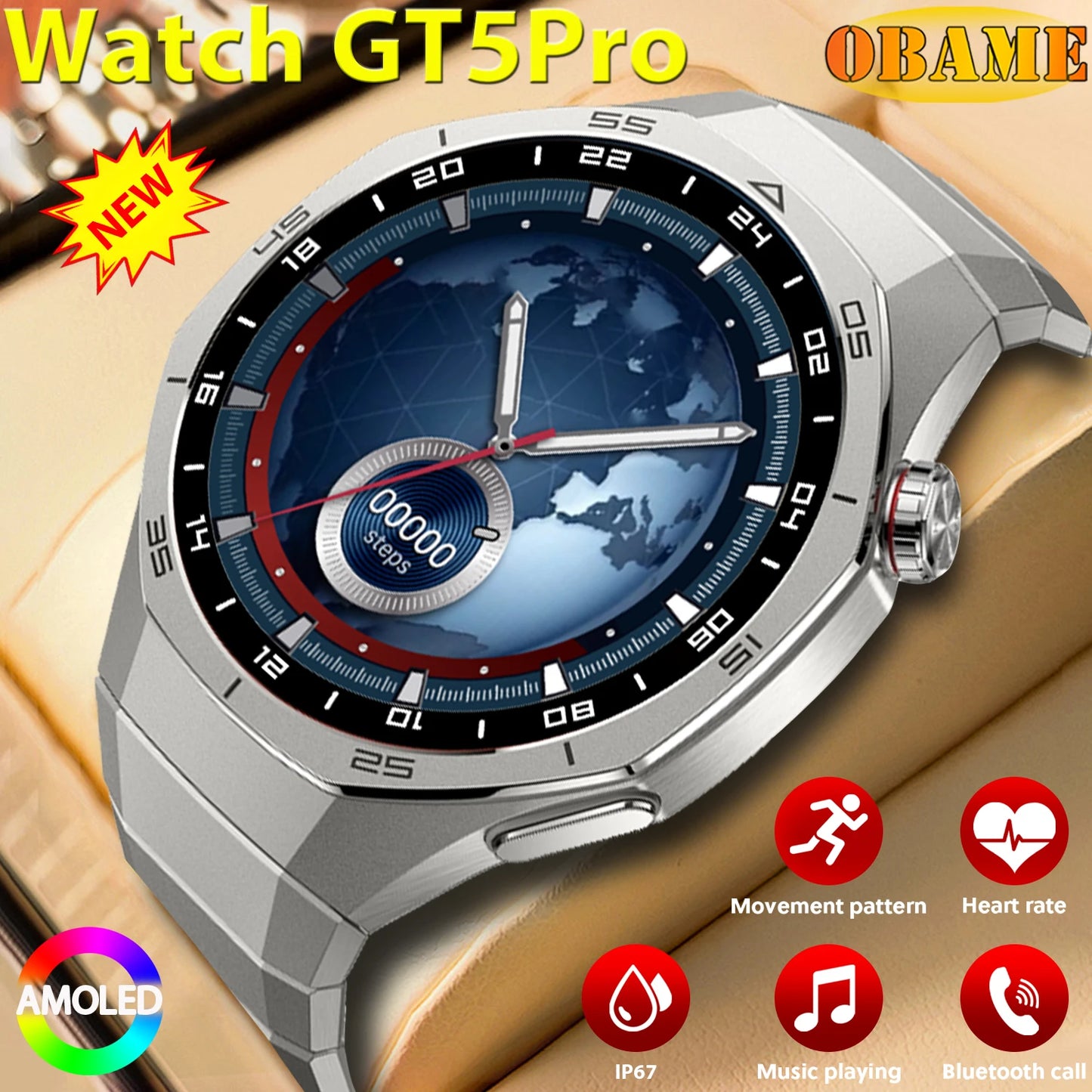 Smartwatch GT5 Pro Max AMOLED Bluetooth & Fitness Tracker