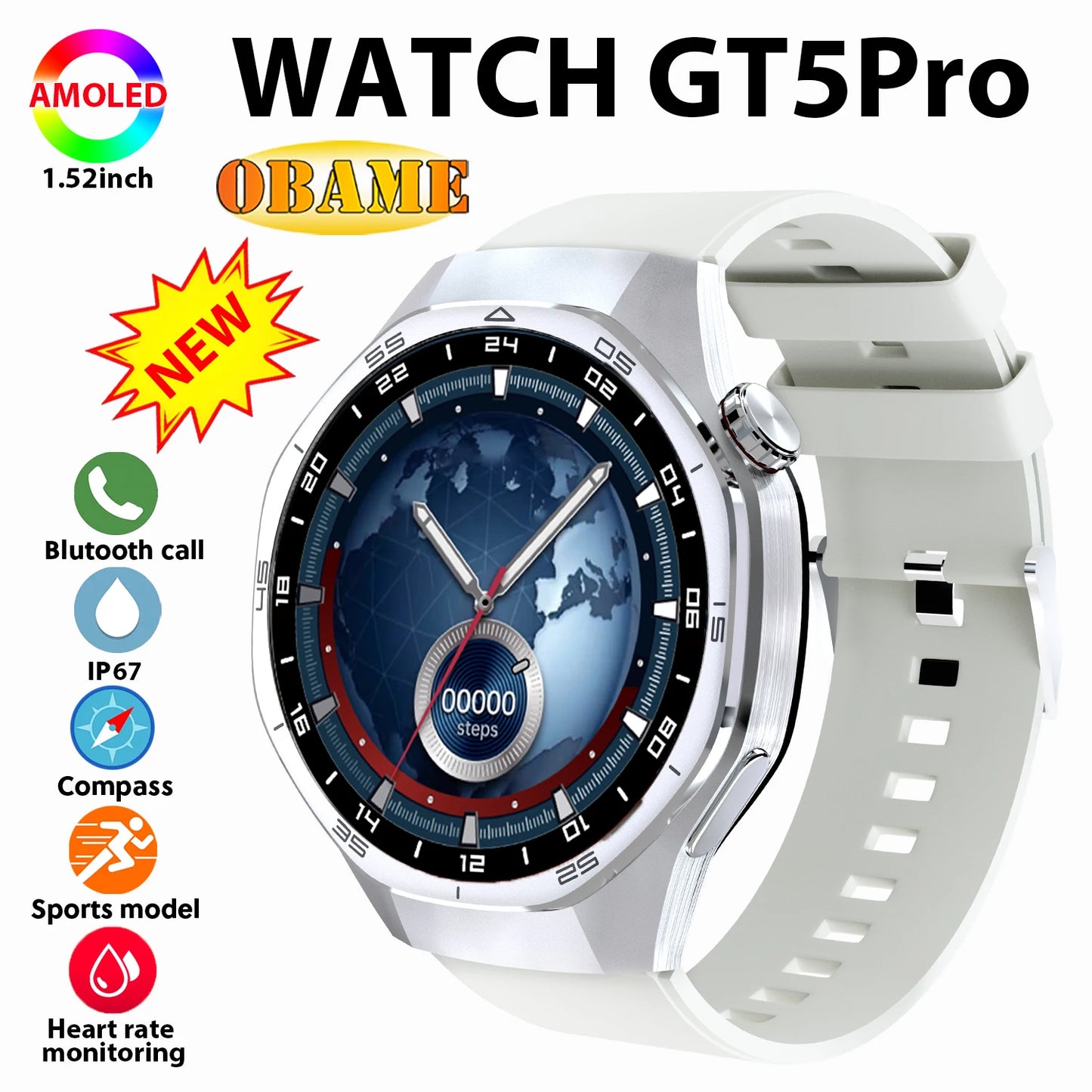 Smartwatch GT5 Pro Max AMOLED Bluetooth & Fitness Tracker