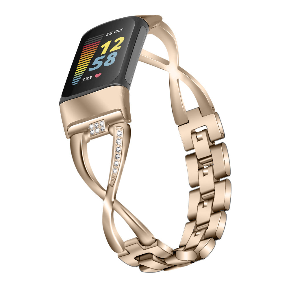 Smartwatch wanita strap logam dengan aksen berlian