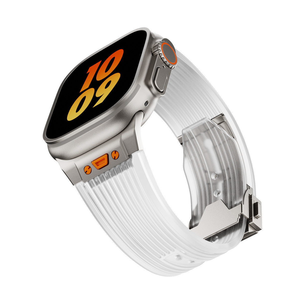 Strap Silikon Transparan Gesper Lipat untuk Apple Watch