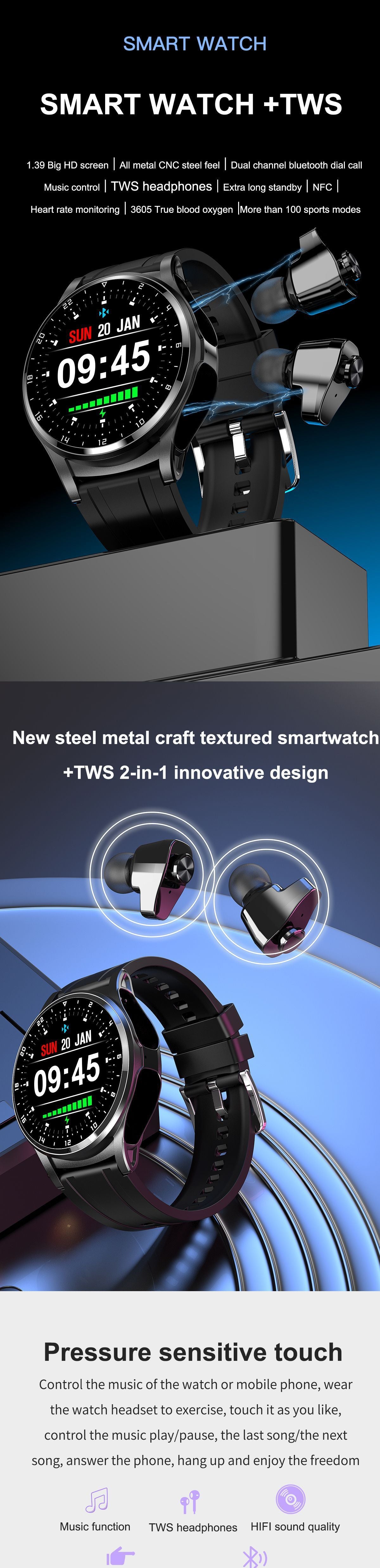 Smartwatch GT66 TWS Bluetooth Call, Desain Elegan, Fitur Lengkap