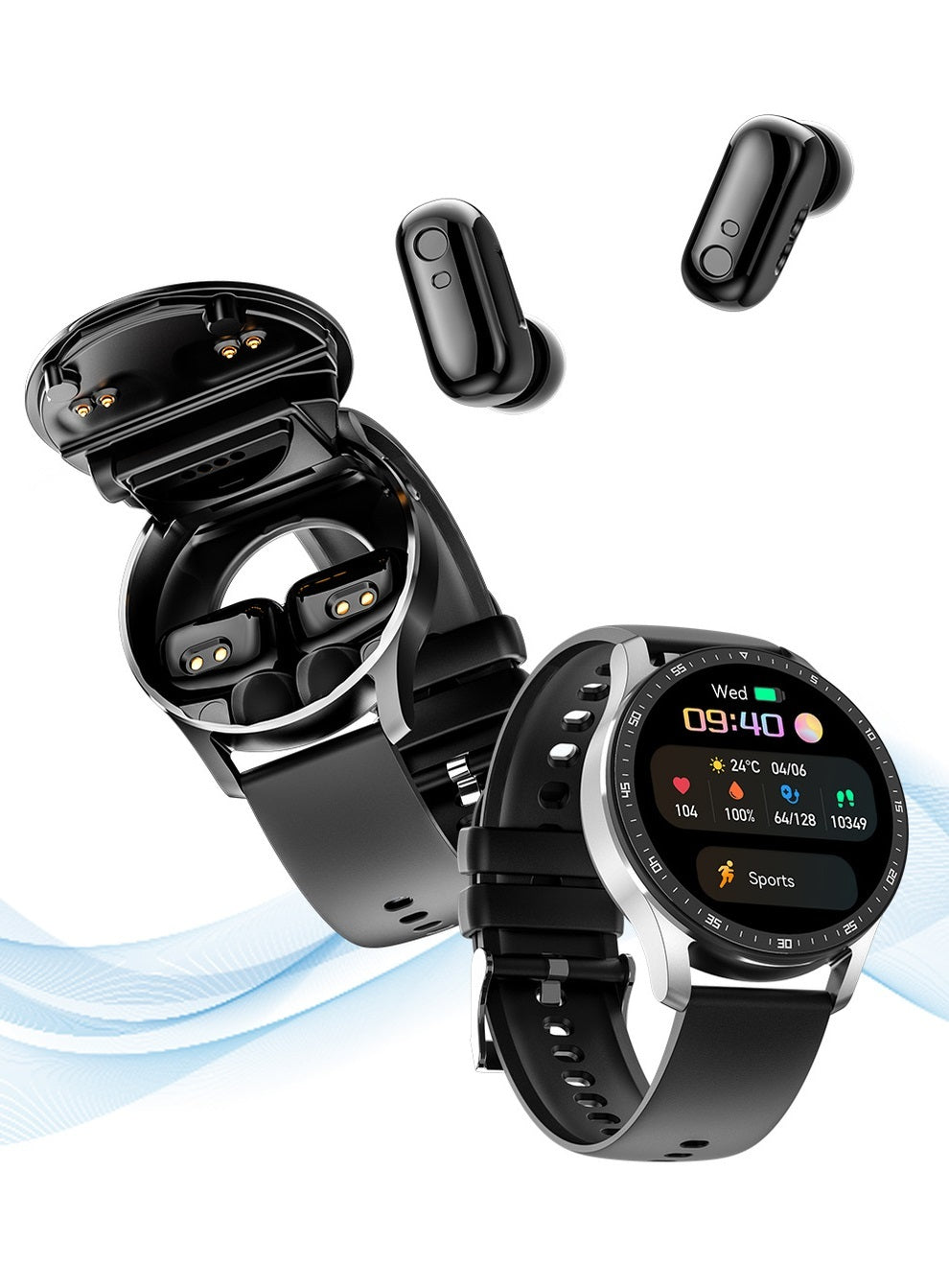 TWS Smartwatch 2-in-1 – Jam Tangan Pintar + Headset Bluetooth | Layar AMOLED | Fitur Lengkap