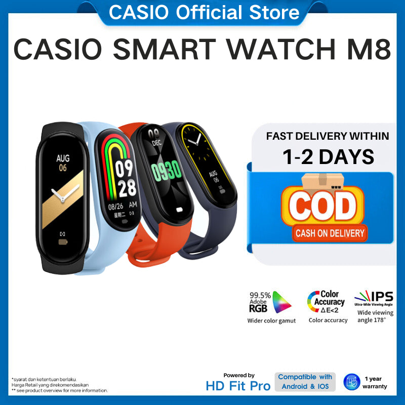 Casio Smartwatch M8 display with heart rate monitoring