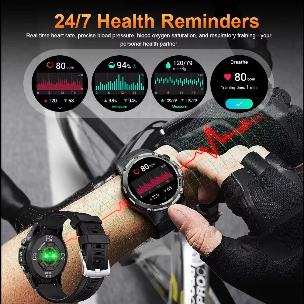 Jam Tangan Pintar Militer Outdoor GUHUAVMI 2025: Tahan Air, GPS & Kesehatan