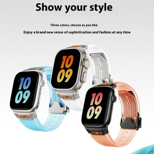 Strap Silikon Transparan Gesper Lipat untuk Apple Watch